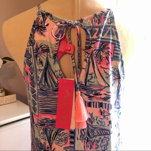 LILLY PULITZER Margot Dress in Whisper Blue Yeah Buoy Print Sz S NWT - Picture 10 of 14
